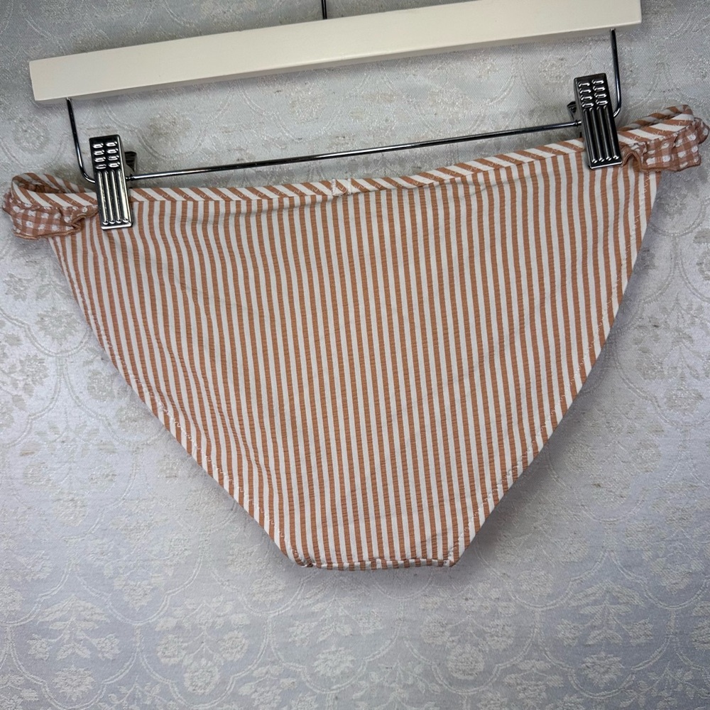 aerie Brown and Cream Striped Ruffle Bikini Set - Picture 7 of 8